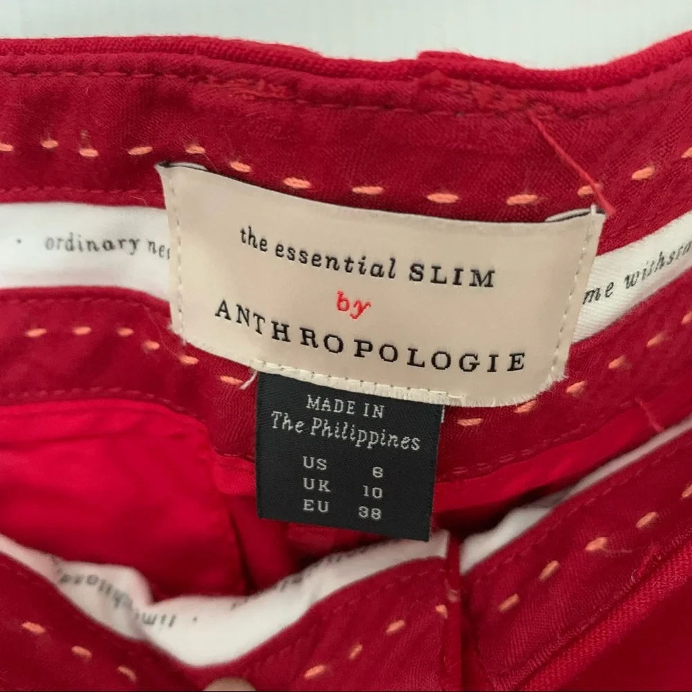 NWT Anthropologie Dark Red Essential Slim Trousers Cropped Pants Sz 6 - Picture 7 of 9